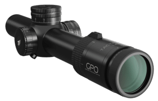 This Passion rifle scope features a tactical-style HSi-CQB reticle with shortened posts on both vertical and horizontal positions.